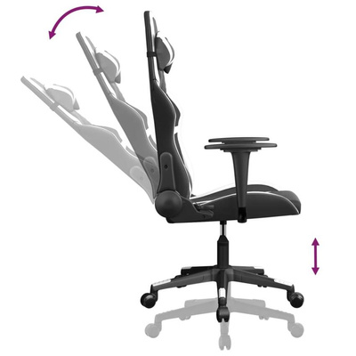 vidaXL Fotel gamingowy, czarno-biały, sztuczna skóra model standard