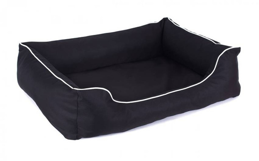 Legowisko dla psa Sofa Valencia Standard w kolorze czarnym z białym wykończeniem Rozmiar: XL - 120 x 90 cm - do samodzielnego złożenia