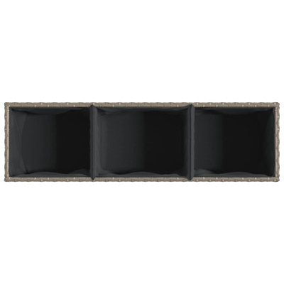 Donica ogrodowa z 3 wkładami, szara, 105x30x32 cm, rattan PE