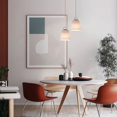 Lampa wisząca SEWILLA biała - z ceramicznym kloszem - skandynawska lampa do kuchni i jadalni