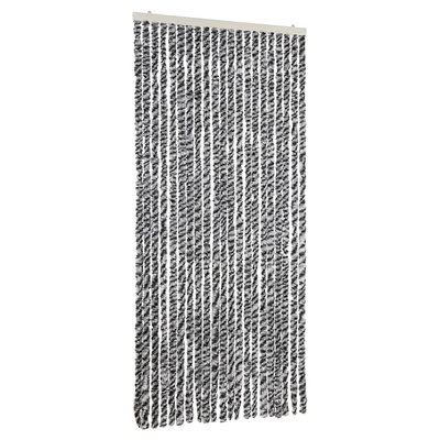 Zasłona przeciwko owadom, szaro-czarno-biała, 90x220, szenil