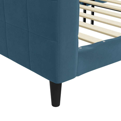 Sofa z funkcją spania, niebieska, 90x200 cm, obita aksamitem