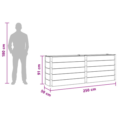 Podniesiona rabata ogrodowa Czarny 250 x 50 x 91 cm