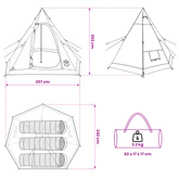 Tipi Tent Water-Resistant 3-osobowy Zielony wojskowy