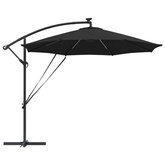 Parasol plażowy 294 x 294 x 248 cm Poliester i aluminium Czarny