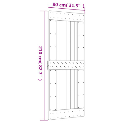 Drzwi przesuwne 80 x 210 cm Lite Drewno Sosnowe (Nieobrobione)