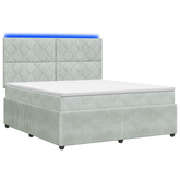 Łóżko z box spring LED z materacem jasnoszary 160 x 200 cm