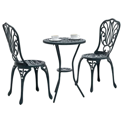Zestaw Bistro Ogrodowego 3 szt. Zielony Aluminium