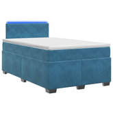 Łóżko Box Spring z materacem i LED niebieski 120 x 200 cm Welur