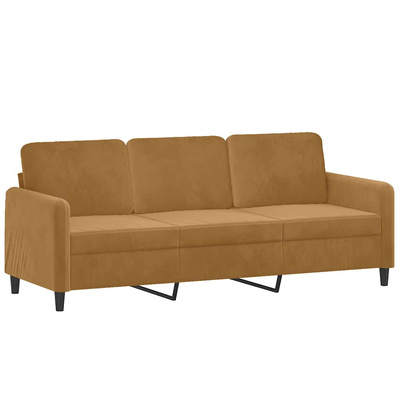 3-osobowa sofa z podnóżkiem, brązowy, 180 cm, aksamit