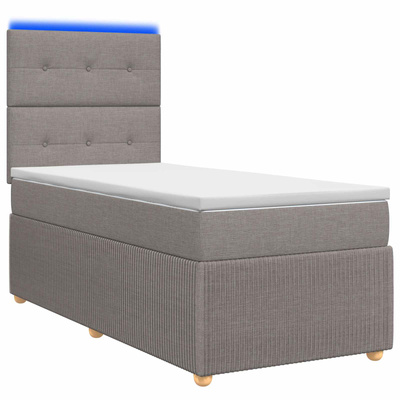 Łóżko z box spring LED z materacem Ciemnoszary 100 x 200 cm
