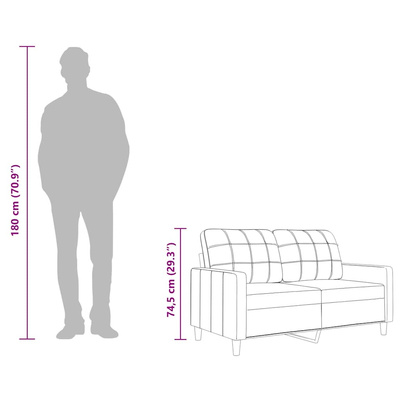 Sofa 2-osobowa, czarna, 140 cm, tapicerowana tkaniną