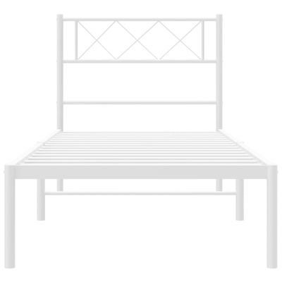 Metalowa rama łóżka z wezgłowiem, biała, 90x200 cm