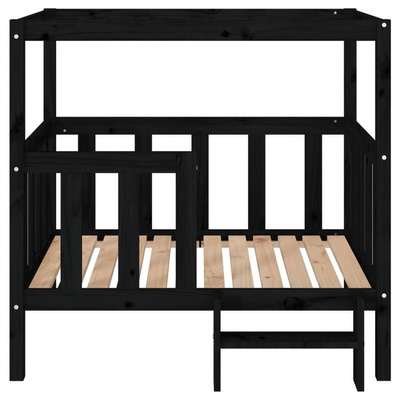 vidaXL Legowisko dla psa, czarne,105,5x83,5x100cm, lite drewno sosnowe