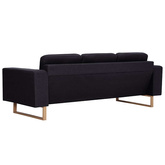 3-osobowa sofa tapicerowana tkaniną, czarna