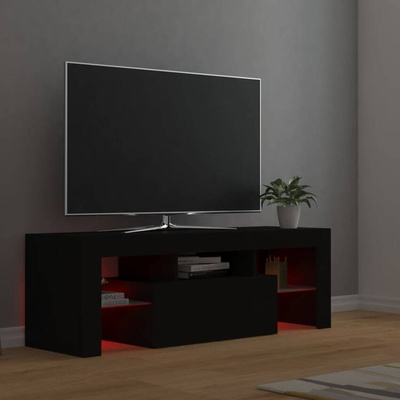 vidaXL Szafka pod TV z oświetleniem LED, czarna, 120x35x40 cm