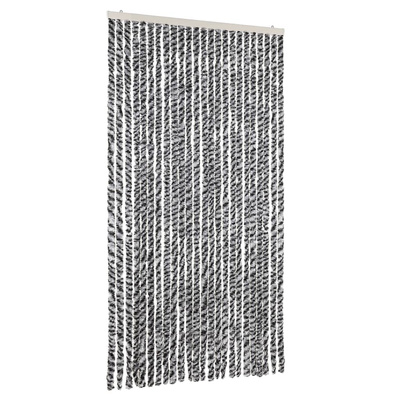 Zasłona przeciwko owadom, szaro-czarno-biała, 100x230, szenil