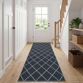 Chodnik dywanowy ORIZ 1150 gsm Czarny wzór siatkowy