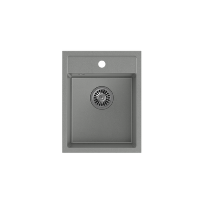 JOHNNY 90 GraniteQ zlewozmywak granitowy silver stone 1-komorowy z/o (39x50x20), z syfonem stal szlachetna