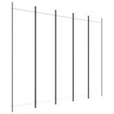 Parawan 5-panelowy, biały, 250x200 cm, tkanina