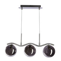 LUMOS lampa wisząca 3x20W G9 chrom klosze szklane 14 cm grafitowe nowoczesna elegancka oprawa oświetleniowa salon jadalnia kuchnia glamour