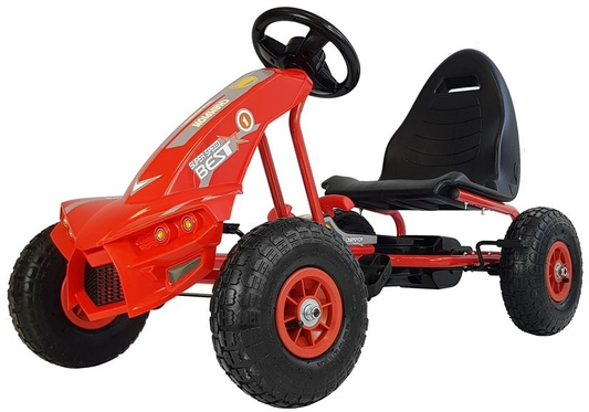 Gokart na Pedały A-18 Pompowane Koła Regulowany Fotel Czerwony