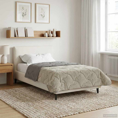 Letni Kołdra Jasnoszary 135 x 200 cm Mikrofibra i Fleece Teddy