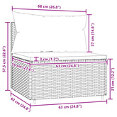 Środkowy moduł sofy z poduszkami, czarny, polirattan