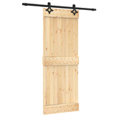 Drzwi przesuwne 80 x 210 cm Lite Drewno Sosnowe (Nieobrobione)