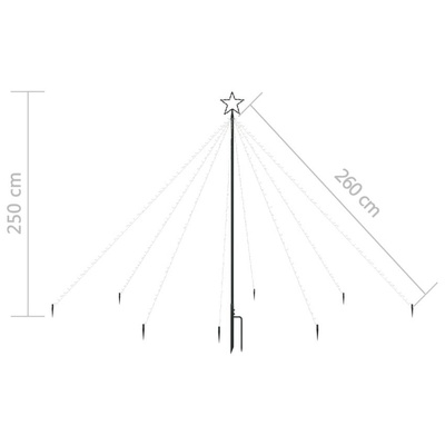 vidaXL Choinka z lampek, wewn./zewn., 400 kolorowych diod LED, 2,5 m