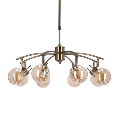 Lentini lampa wisząca patynowy 8x40w g9 klosz bursztynowy