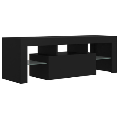 vidaXL Szafka pod TV z oświetleniem LED, czarna, 120x35x40 cm