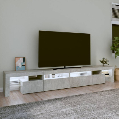 Szafka pod TV z oświetleniem LED, szarość betonu, 260x36,5x40cm vidaXL