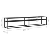 vidaXL Szafka pod TV, czarny marmur, 200x40x40,5 cm, szkło hartowane