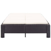 vidaXL 2-osobowy leżak z poduszką, czarny, polirattanowy