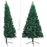 Choinka z lampkami i bombkami, połówka, zielona, 210 cm vidaXL