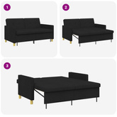Rozkładana sofa Czarny tkanina