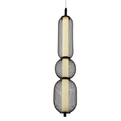 Lampa wisząca druciana PUMA z podłużnym kloszem 14 x 71 cm – designerskie oświetlenie salonu LED 3000K