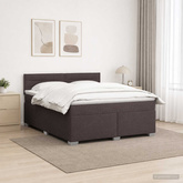 Łóżko Box Spring z materacem i LED Ciemny brąz 160 x 200 cm