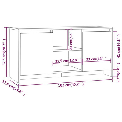 Szafka pod TV, szary dąb sonoma, 102x37,5x52,5 cm vidaXL