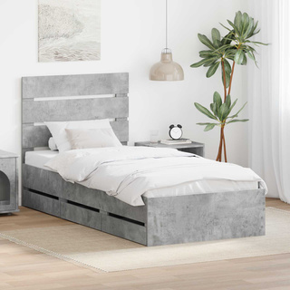 Ramka łóżka Betonowy szary 75 x 190 cm Drewno inżynieryjne