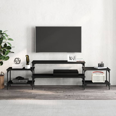 vidaXL Szafka pod TV, czarna, 197x35x52 cm, materiał drewnopochodny