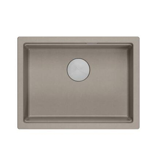 LOGAN 100 GraniteQ zlewozmywak soft taupe 59,5x45,1x21,5 cm 1-komorowy podwieszany z syfonem manualnym stal szlachetna