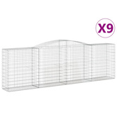 Kosze gabionowe, 9 szt, 400x50x120/140 cm, galwanizowane żelazo