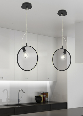 Lampa wisząca SKIROS czarny ring – minimalistyczna lampa w kształcie koła LED 4000K z E27