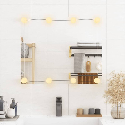 vidaXL Lustro ścienne z LED, 50x60 cm, szklane, prostokątne