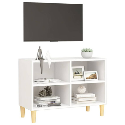 vidaXL Szafka pod TV z drewnianymi nóżkami, biała, 69,5x30x50 cm
