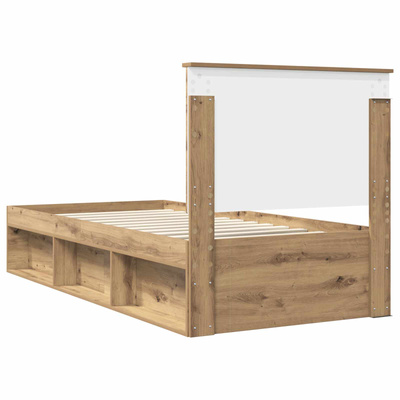 Ramka łóżka Dąb rzemieślniczy 75 x 190 cm Lite drewno sosnowe