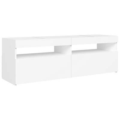 Szafka pod TV z oświetleniem LED, biała, 120x35x40 cm