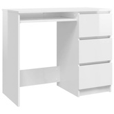 vidaXL Biurko, białe z połyskiem, 90x45x76 cm, materiał drewnopochodny